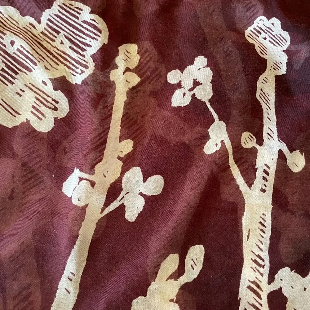 Batik Cherry Blossom Scarf Brown Cream
